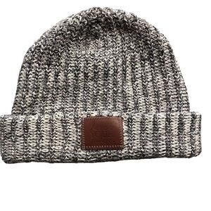 Love Your Melon Thick Knit Cuffed LOGO Beanie Black White